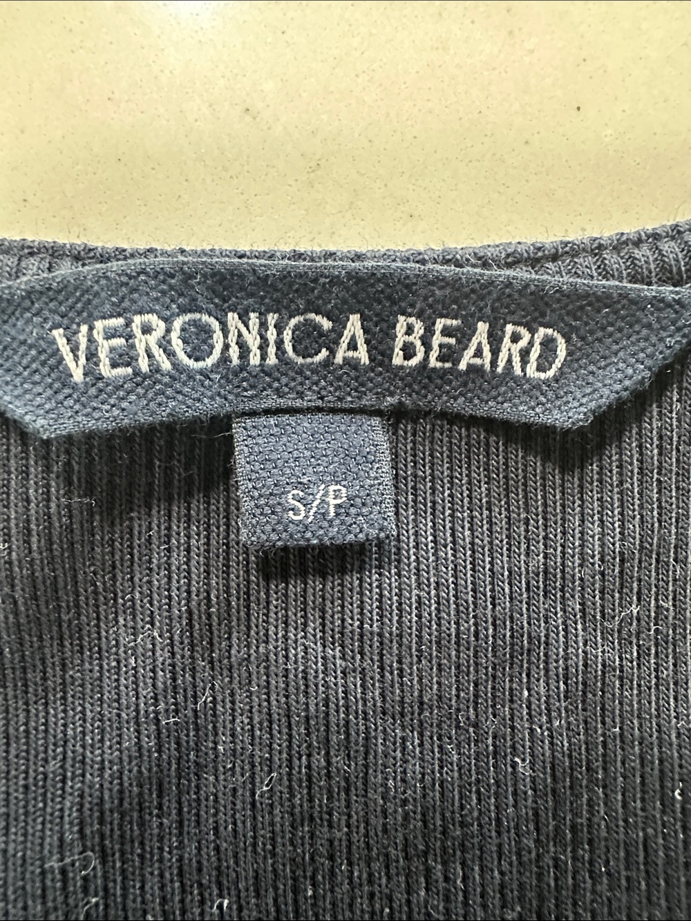 Veronica Beard Navy Ribbed Button-Front Tank - Picture 2 of 4